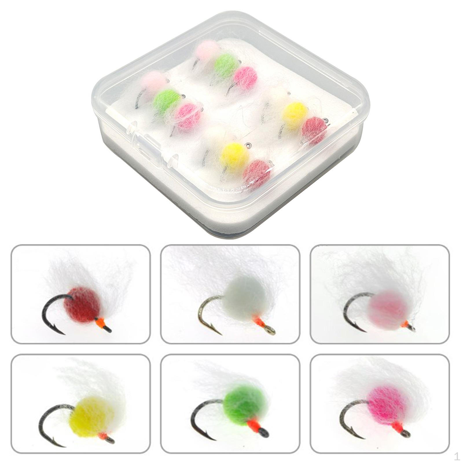 

12Pcs Fishing Lures Father s Day Gift Supplies with Storage Box Hooks for Freshwater White Yarn