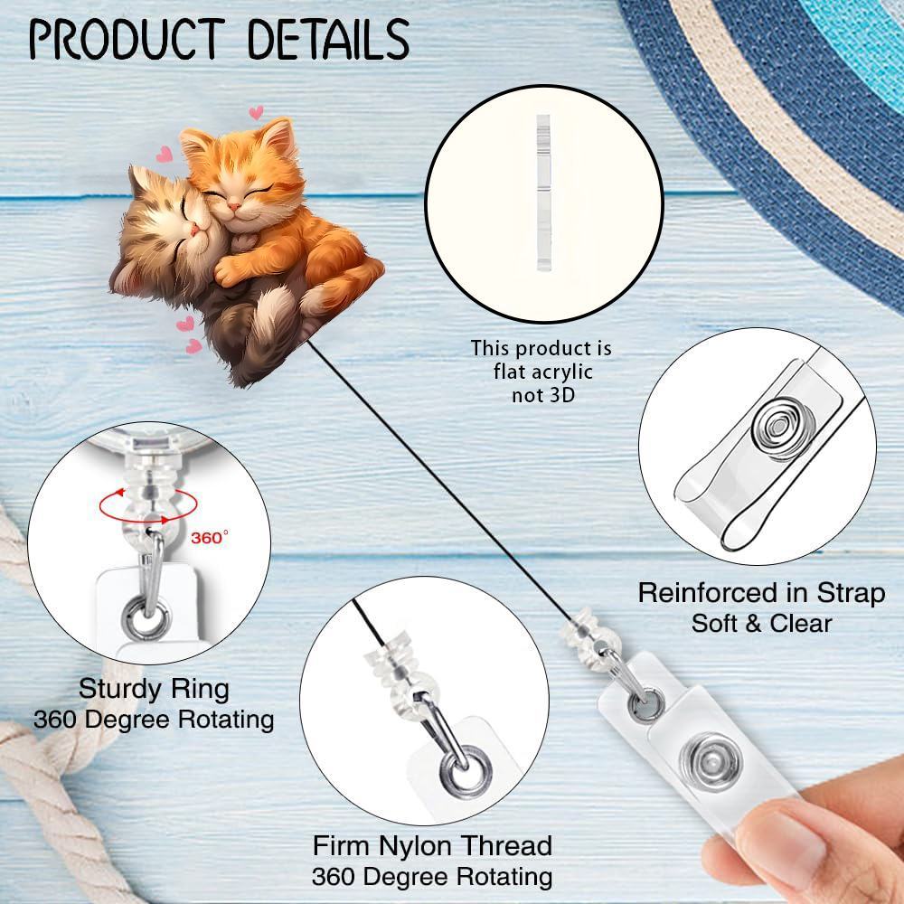 Fun Cat Badge Reel - Expandable ID clip, a cute gift for nurses and medical staff.