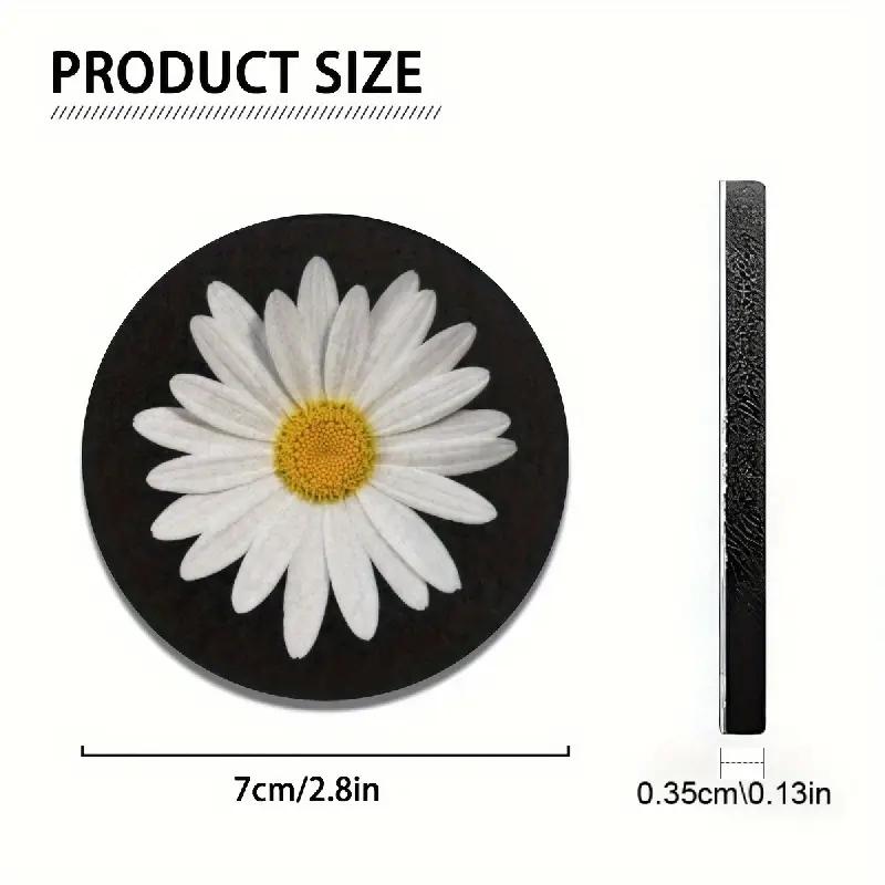 2PCS Anti Slip Daisy Patterned Absorbent And Heat-Insulating Pads For Car Cup Holders