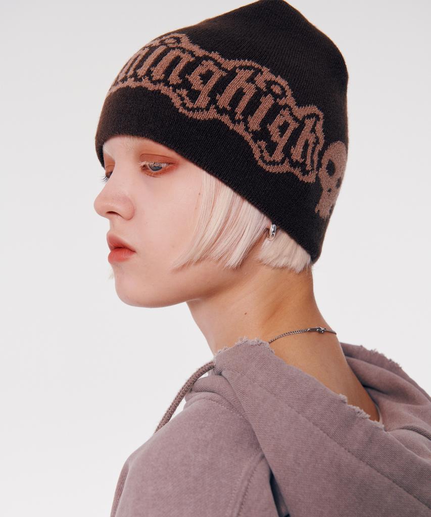Leoninghai Skull Logo Jacquard Beanie [Brown]