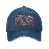 FNF Bad Time Trio Friday Night Funkin Game Washed Denim Cap Casual Baseball Caps Adjustable Hat Summer Unisex Baseball Hats