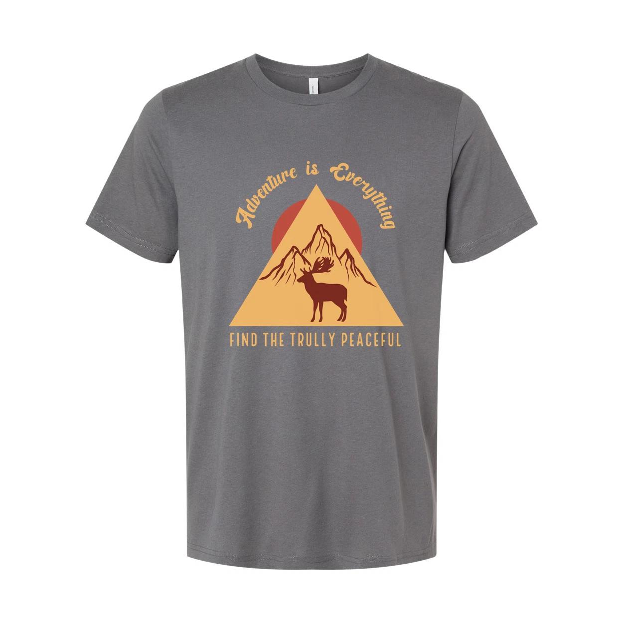 Adventure Is Everything Graphic T Shirt With Mountain Triangle Elk Silhouette Fi XL