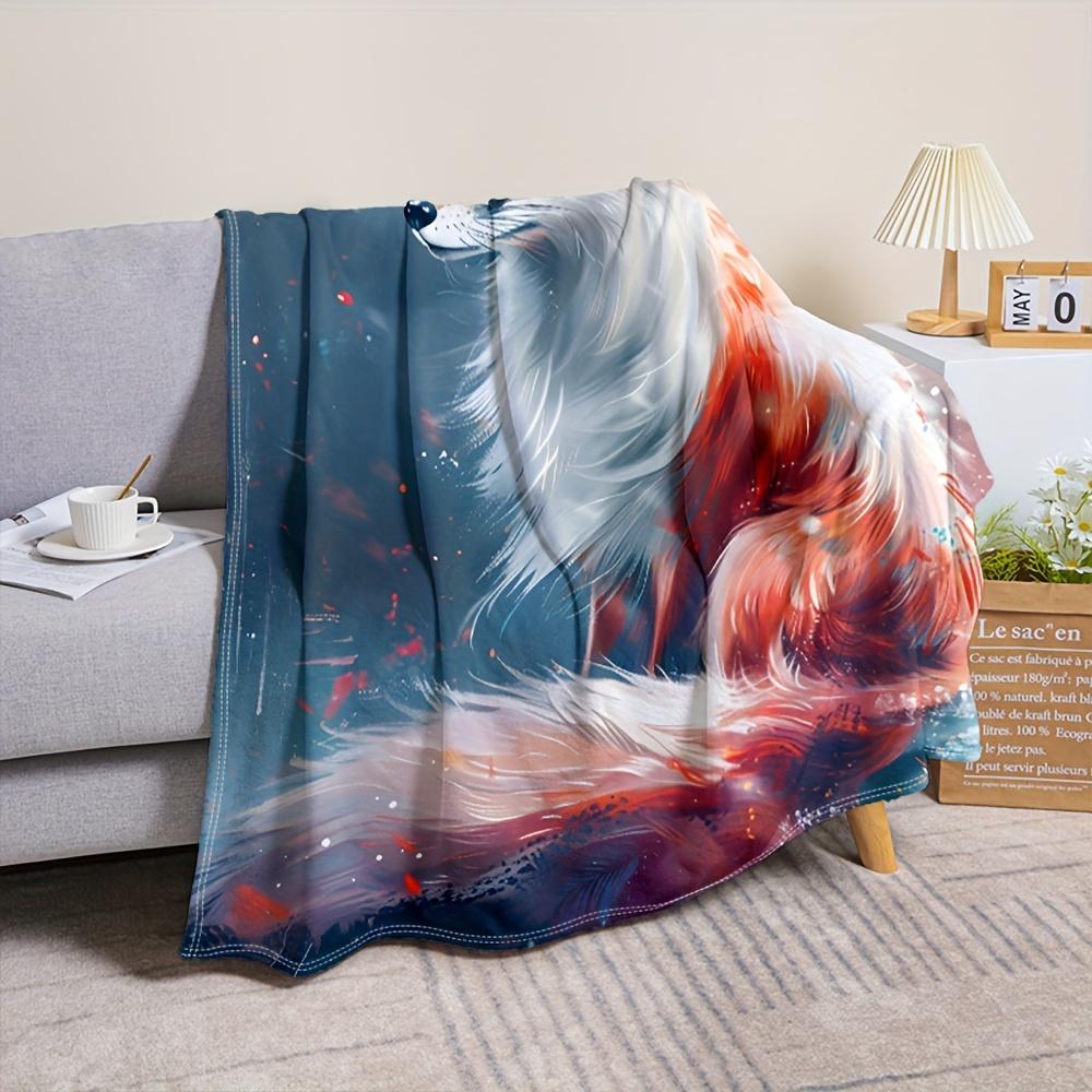 Cozy Red Fox Flannel Throw Blanket - Soft, Lightweight & Machine Washable - Perfect For Couch, Bed, Sofa, Office, Or Travel