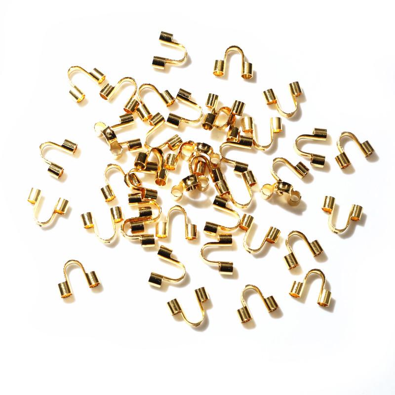 50pcs Stainless Steel Gold Color Wire Protectors Guard Guardian Protectors Loops U Shape Clasps Connector For Jewelry Making