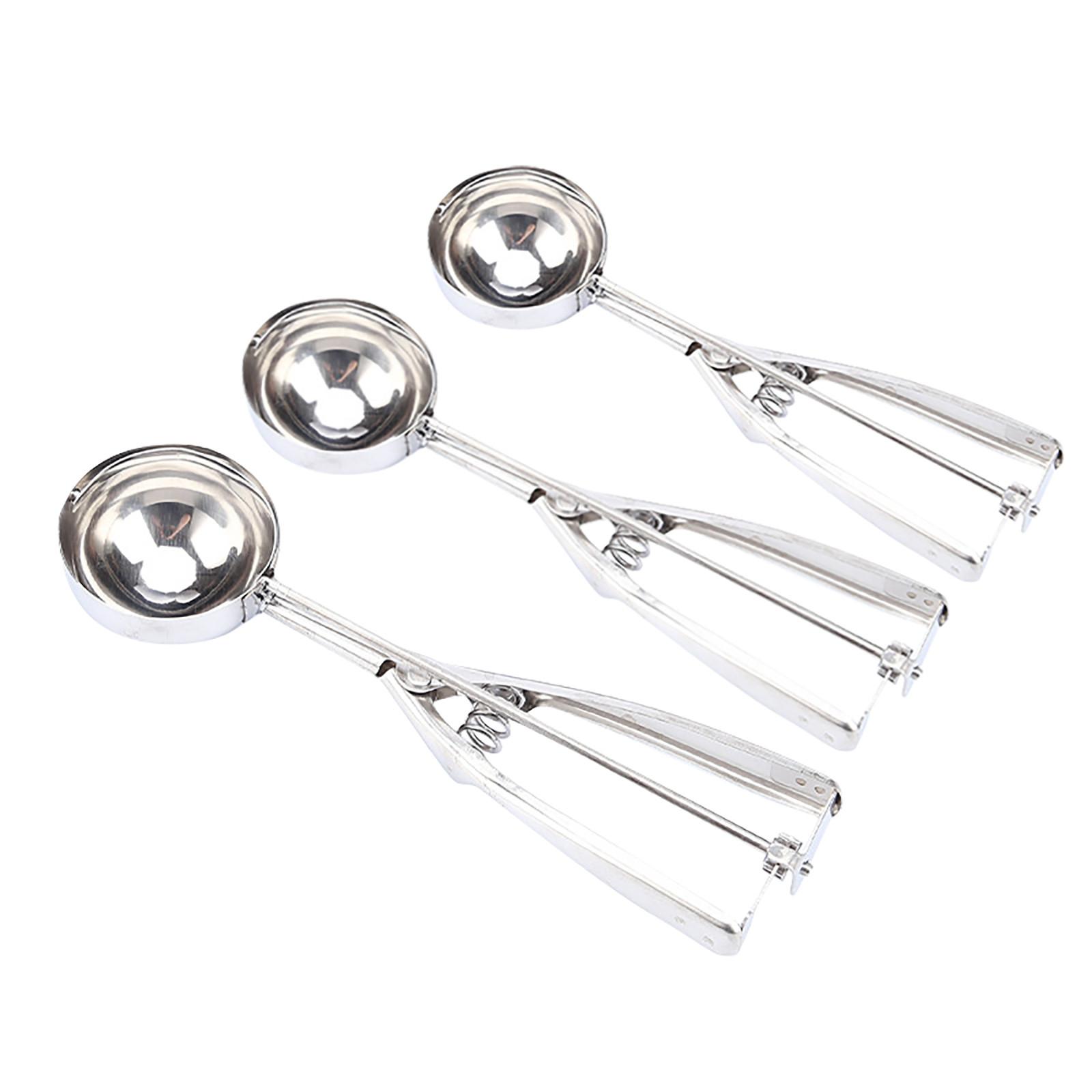 

Шариковая лопатка, Ложка для печенья, Ложка для льда с спусковым крючком 3 шт., Пружинная ручка One Size серебряный