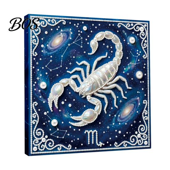 Faux Pearl Painting Crafts DIY Kit, 12 Constellation Rhinestone Art Set for Handmade Kit Adults Beginners, Wooden Frame Fake Wall Decoration Beginners