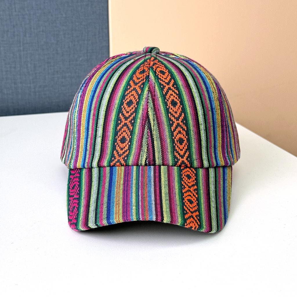 New Lattice Striped Cloth Baseball Cap Cap Casual Summer Sunscreen Sun Cap