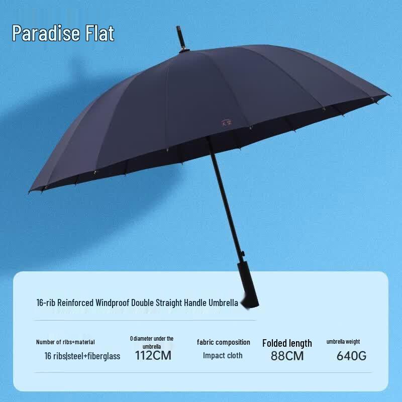 Heaven Umbrella Large Men s 16-Rib Straight Semi-Automatic Windproof Umbrella