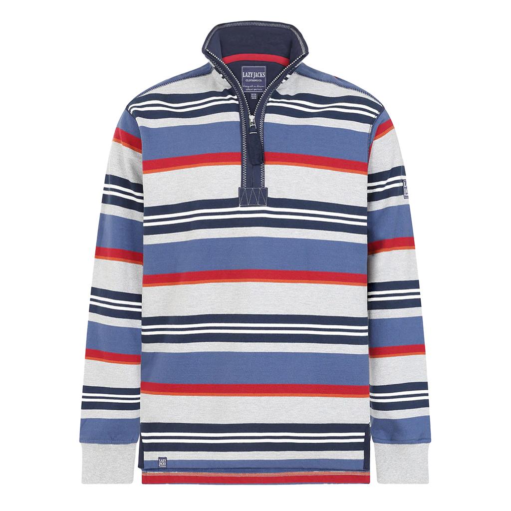 Lazy Jacks Mens Striped Quarter Zip Sweatshirt