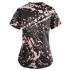 Women Fashion Spring And Summer Oil Painting Print V-neck Short Sleeve Workwear With Pockets Tops