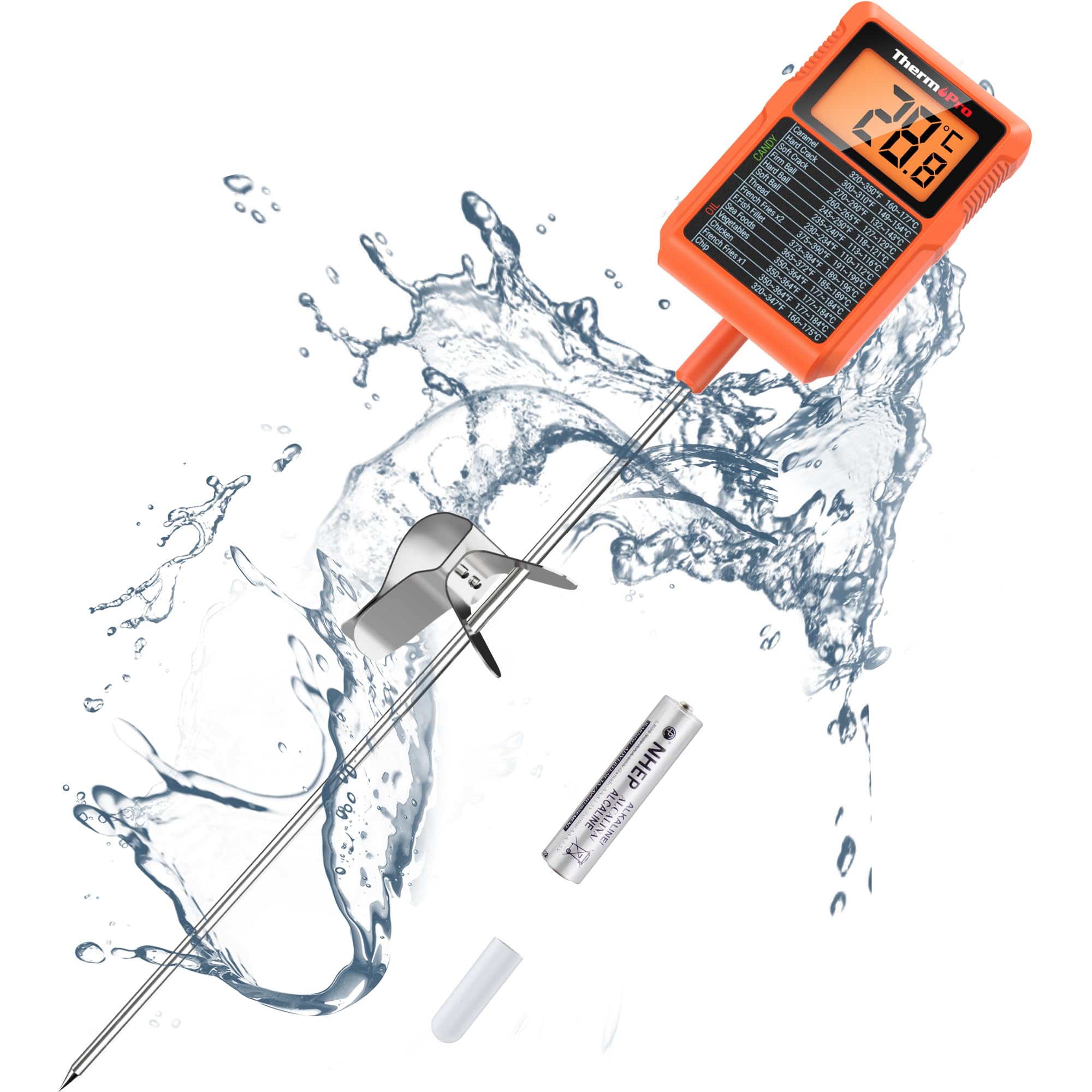 

ThermoPro Пищевой термометр с длинным щупом 20 см для конфет, жарки TP510, Термометр, Цифровой, Водонепроницаемый, Щуп, Вращающийся, С подсветкой, Выпечка, Приготовление,