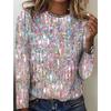 QICED Women's Fashion Casual Long Sleeve O-Neck Blouses & Shirts