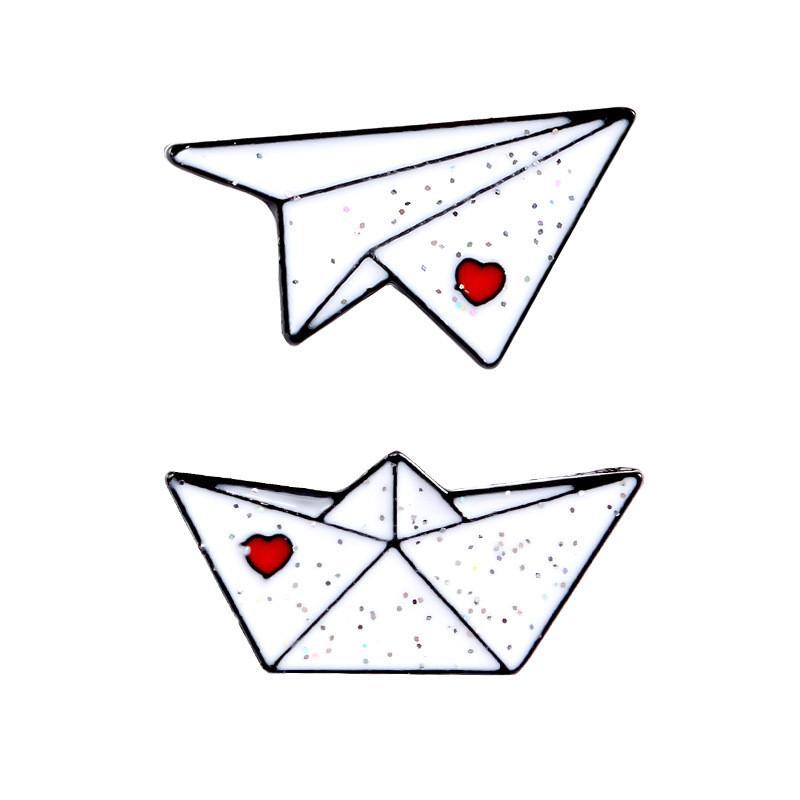 Cute Cartoon Minimalist Design Adorable Little Paper Airplane Brooch Creative Unique Pin For Men And Women