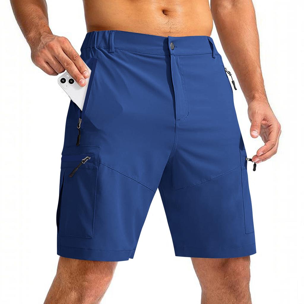 Men's Golf Shorts with Multi Pockets, Elastic Waist Casual Dress Shorts for Summer