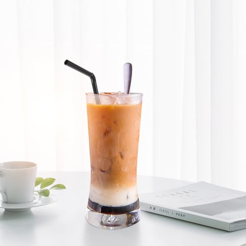 Garneck Disposable Straws, Black, 200 Straws, 21cm Long, Flexible Plastic, for Home and Commercial Use