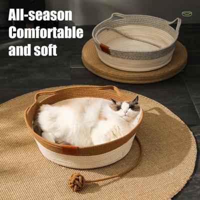 Woven Rope Cat Basket Hand Woven Cat Bed Interactive Cat Scratching