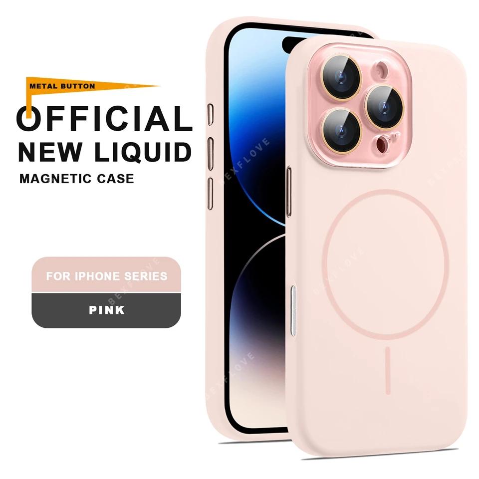 Official Liquid Silicone Magnetic Phone Case For iPhone 16 15 14 13 12 11 Pro Max Plus SE For Magsafe Charge Protector Cover