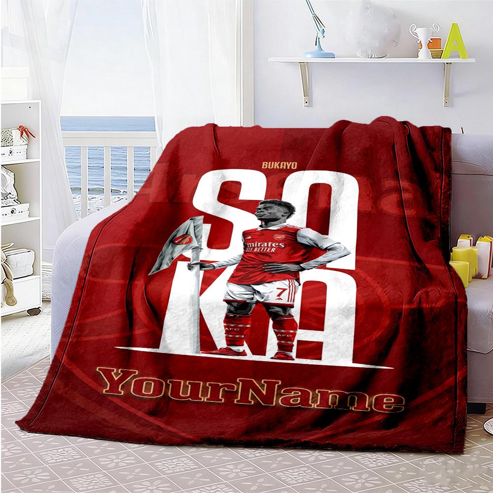 Arsenal Customize Text Blanket Gift Customizable Blanket Soft Warm Cozy Perfect for Office Bed Nap Couch Four Seasons Multipurpose