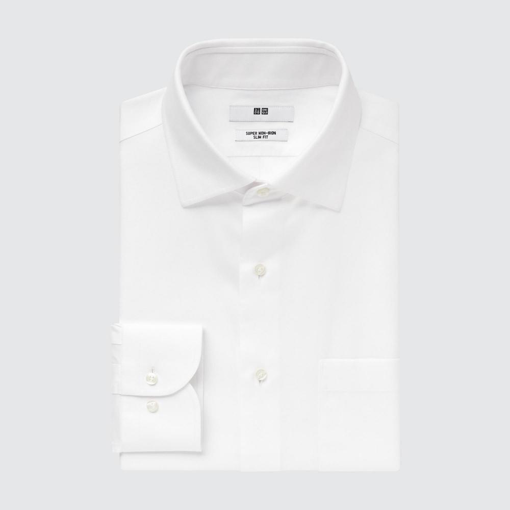 Uniqlo Japan Super Non Iron Slim Fit Shirt  Semi Wide Collar  Long Sleeves 