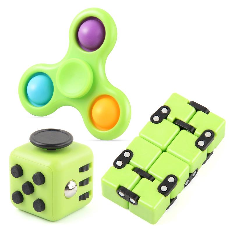 3PCS Pack Cube Hand Spinner Decompression Toy Autism ADHD Anxiety Stress Relief Sensory Toys for Kids Adults Juguetes