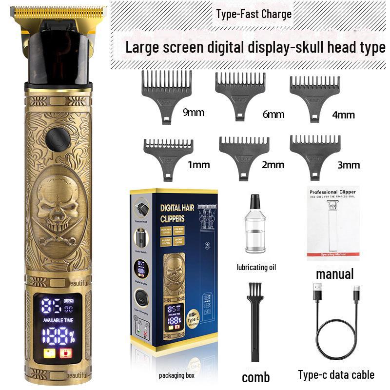 Rechargeable Electric Men's Hair Clipper: Waterproof, Special Carving Design