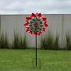 Rustproof Metal Garden Ornaments Flower Wind Spinner, 29.5" Spinner with Stake, Outdoor Rust Modern Balcony Decor Resistant Windmill, Yard Art