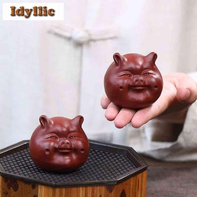 Yixing Zisha Animal de Compagnie pour Thé Figurine Sculpture Cochon Ensemble de Table Fait Main Dahongpao Jouet Tête Créative Peut Être Conservé