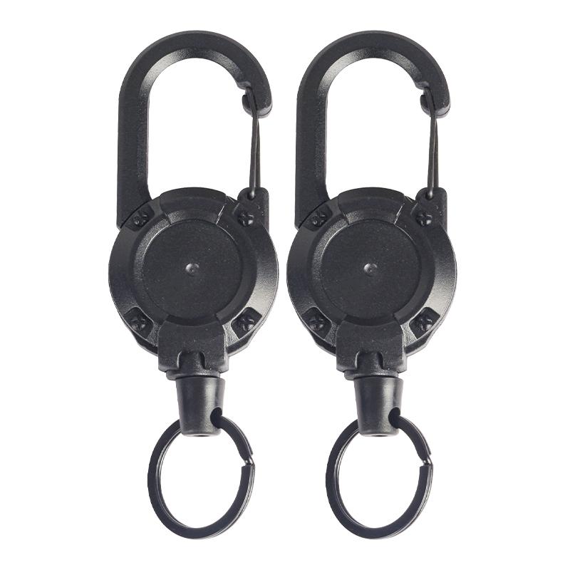2Pcs Retractable Key Chains Anti-theft Metal Easy-to-pull Buckle Rope Elastic Keychain Sporty Retractable Key Ring