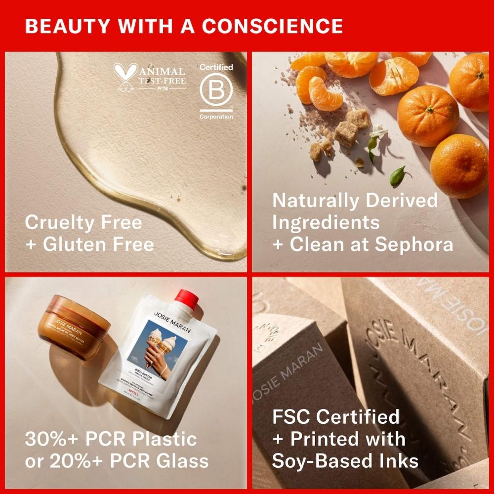 Josie Maran Golden Hour Hydrating + Cleansing Argan Refillable Body Wash 8.45 Oz 250 Ml