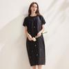 Women's Mulberry Silk Embroidered Short-Sleeve Dress