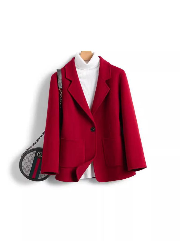 Women's Double-Faced Wool Blazer – Winter Slimming Essential Coat for a Versatile and Casual Workplace Look