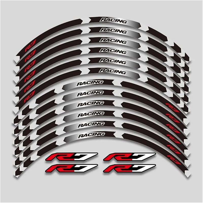 For Y&amaha for YZFR7 YZF R7 2022 2023 Motorcycle Sticker Wheel Reflective Stripe Rim Tire Waterproof Decorative Decals Set Rim Tape Decal(1 Style A