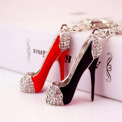 Porte-clés Sexy Rouge à Talons Hauts Strass Cristal Sac à Main Porte-clés Voiture Chaîne de Sac Charmante Chaussure Sac à Main Mode Cadeau d'Anniversaire Porte-clés