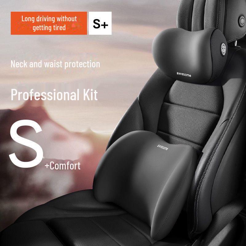 Car Memory Foam Lumbar Pillow & Neck Support Cushion Set - Perfect Gift for Drivers