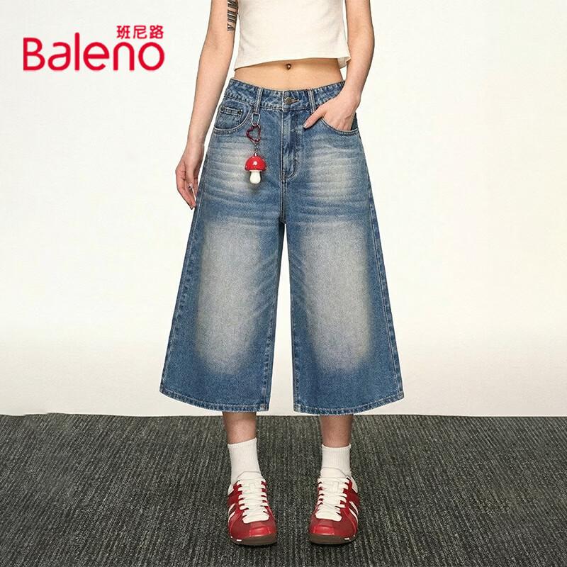 Baleno Women s High-Waist Wide-Leg Cropped Denim Jeans S