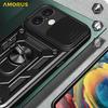 AMORUS Kickstand Case for iPhone 16 PC+TPU Phone Cover with Camera Lens Slider