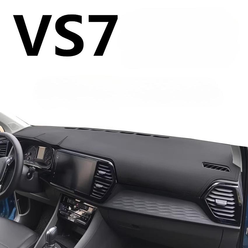 2025 Премиальная кожаная накладка на приборную панель для Volkswagen Jetta VS5/VS7 – Противобликовая солнцезащитная накладка, Нескользящая накладка на панель VS7 black