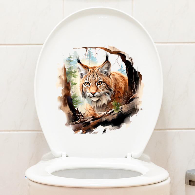 Creative 3D Various Cartoon Animal Toilet Lid Sticker Bathroom Wall Decal Home Decor