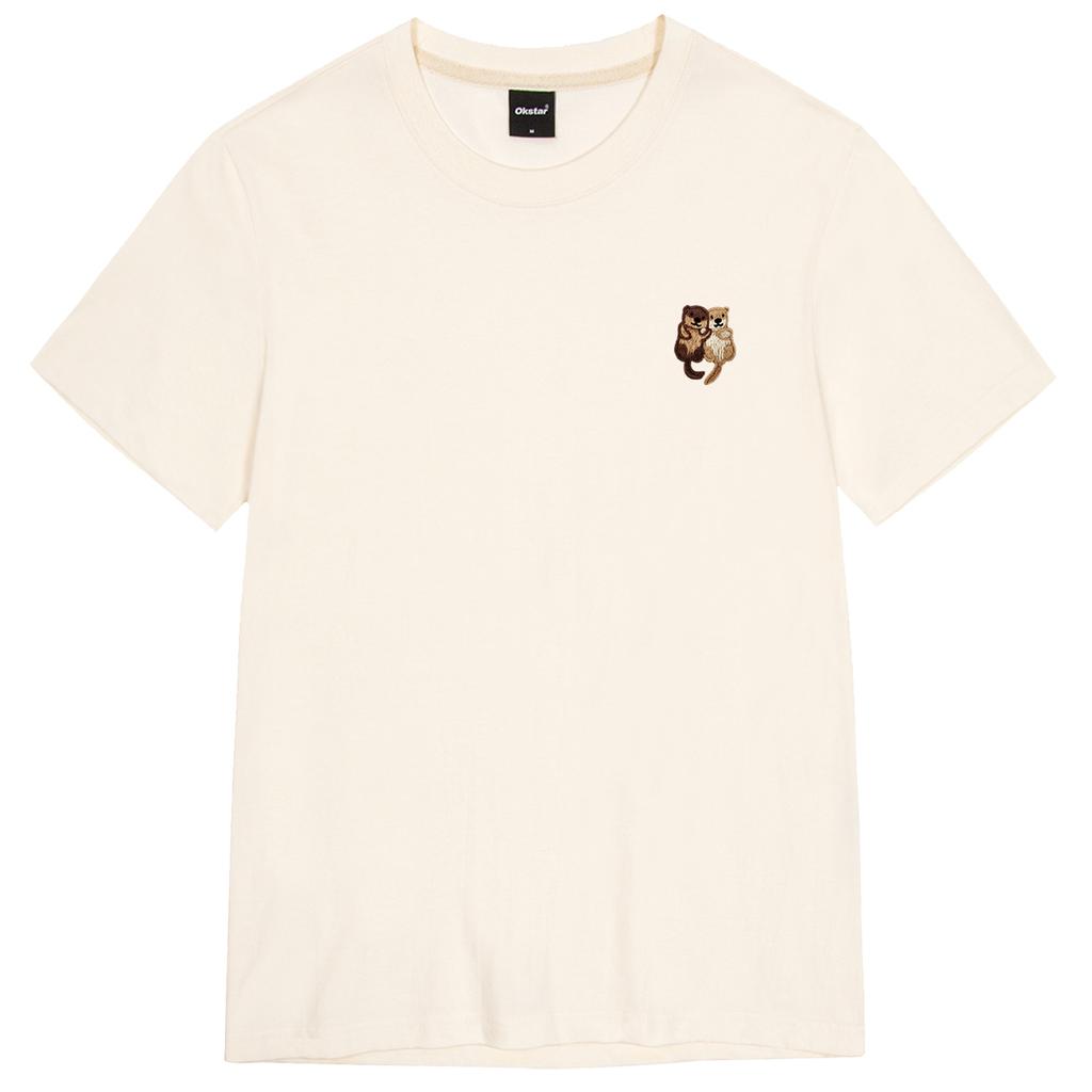 OKSTAR Sea Otter Embroidered Short Sleeve T-Shirt (Type B)