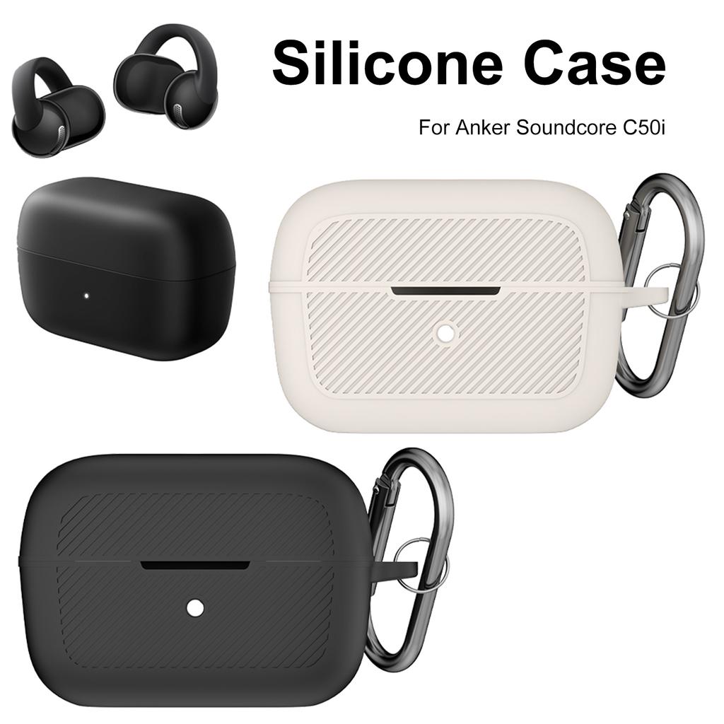 Wireless Earbuds Protective Shell for Anker Soundcore C50i Earbuds Charging Case with Carabiner Shockproof Protective Skin Case