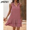 JPNTKY Damen Mode Sommer Frühling Ärmellos V-Ausschnitt Freizeitkleider