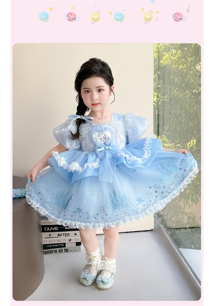 Girls' Summer Dress 2026 New Style Baby Girl Elegant and Beautiful Elsa Princess Dress Children's Summer Dress Dress