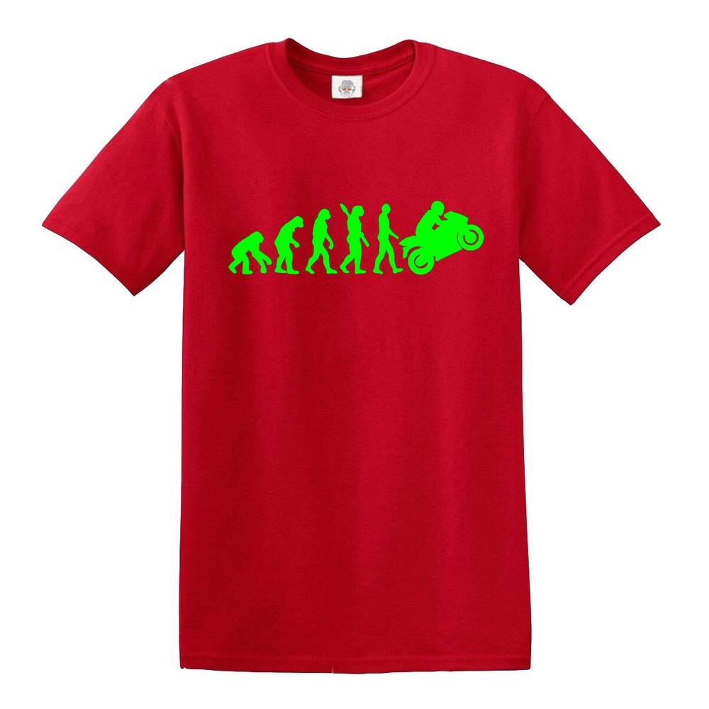 Evolution of man to kawasaki tshirt ninja motorbike super bike mens ladies top