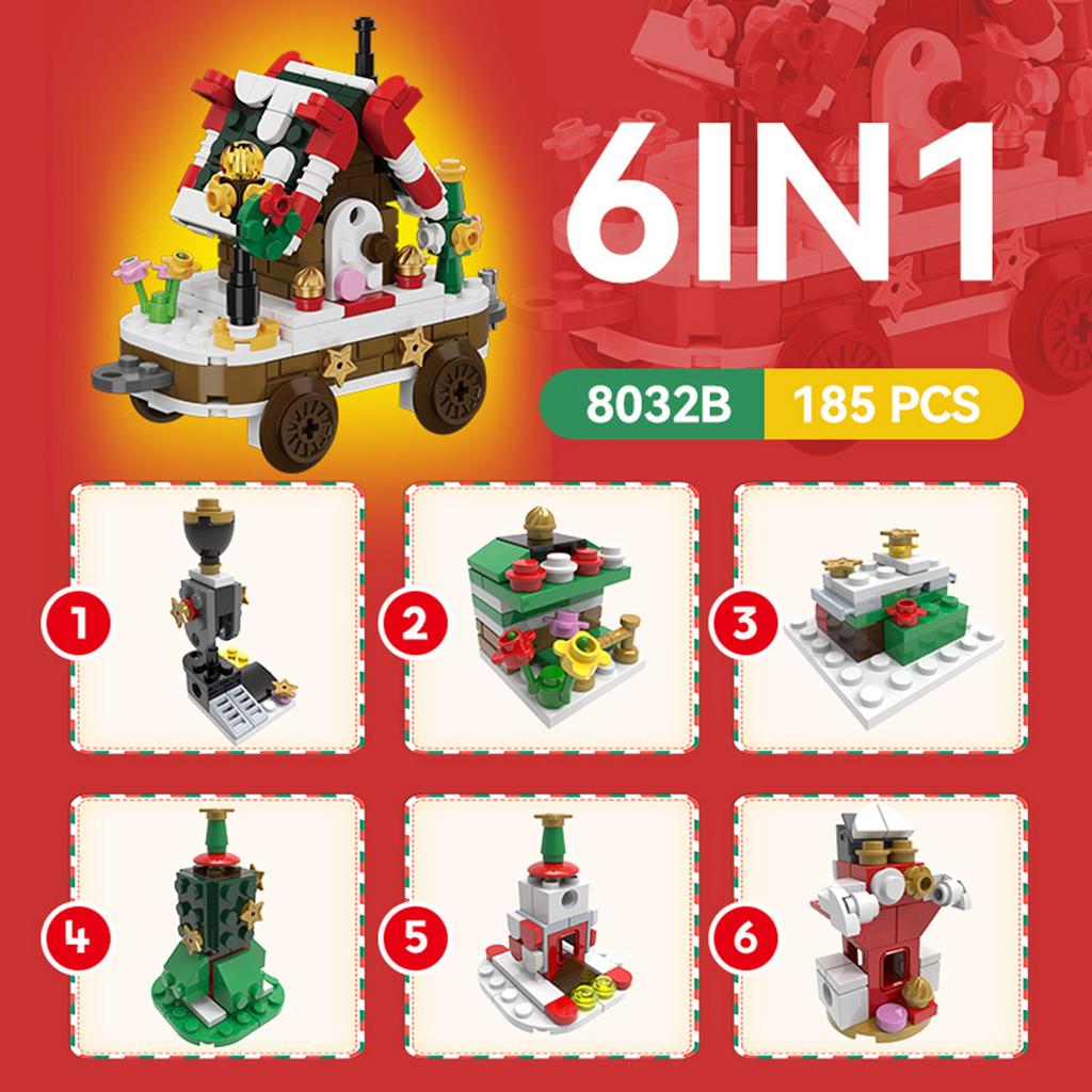 Christmas Train Building Block Set, 806 Pieces, 4 Packs With 24 Changes, Surprise Christmas Building Toys, Christmas Train, Christmas Gift