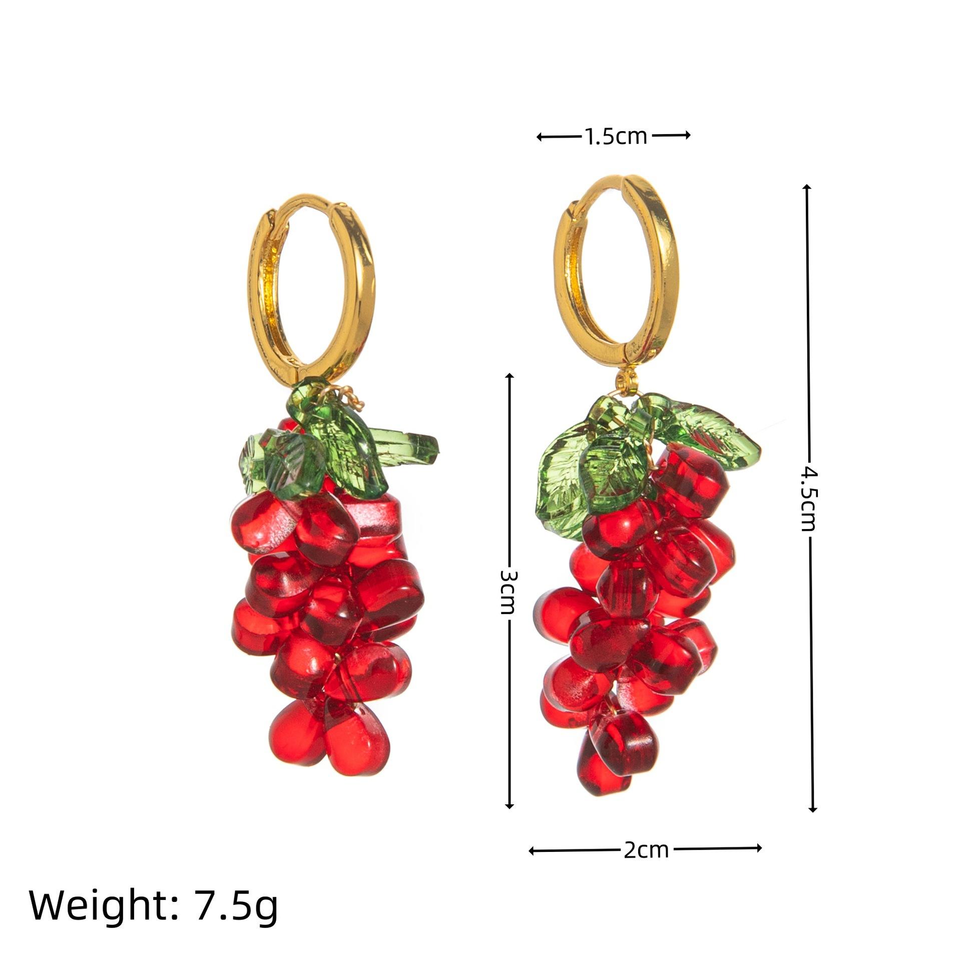 

Color Fruit Grape Earrings Design Sense Popular Gold Electroplating 18K Gold Color Retention