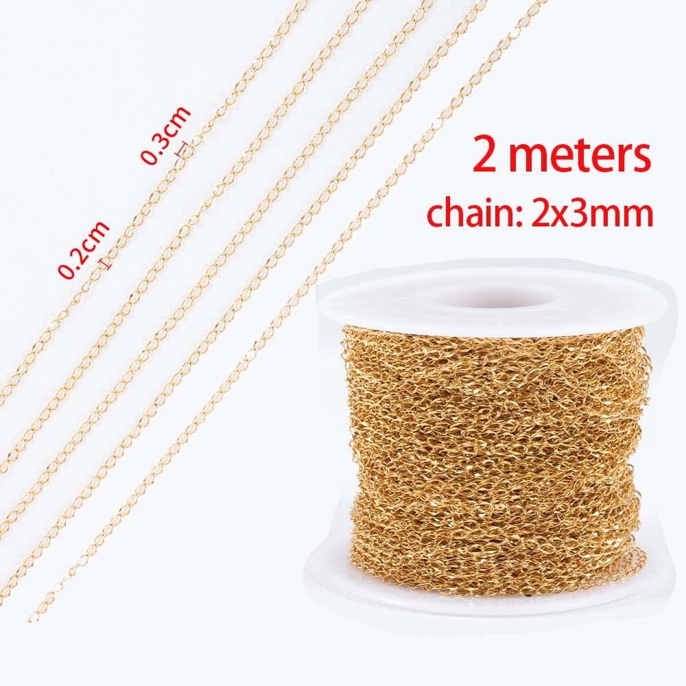 2Meters/1Meter Stainless Steel Chain High Quality Gold Color Chains for Bracelet Necklace Jewelry Making DIY Findings Wholesale