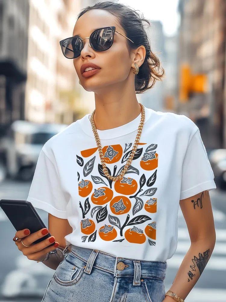 Европейско-американская летняя модная женская футболка с коротким рукавом из 100% хлопка с уникальным дизайном 2XL белый