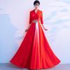 Women's Long Red Choir Performance Dress for Stage, Hosting, and Poetry Recitation Competitions - New Style Atmospheric Costume
