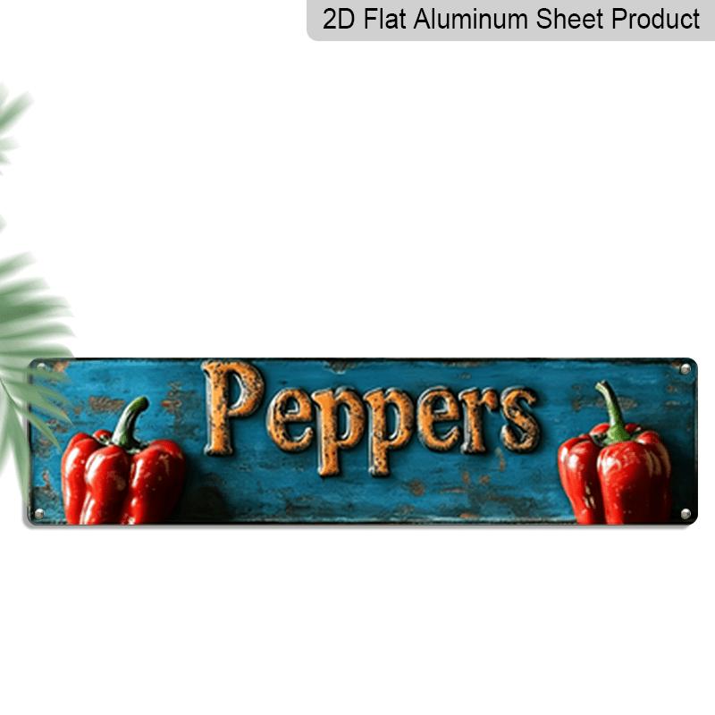 

2D Flat, 1pc, 3.94 X 15.74 Inches Aluminum Decorative Sign -2D Printed Signs and Plaques for Outdoor Use, Featuring Peppers. These Retro-Style 40cm x 10cm