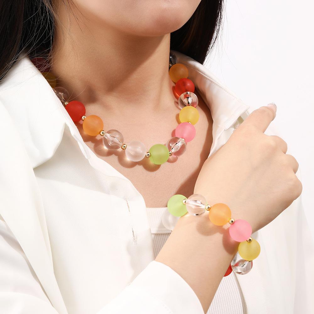 Sweet Cool Girl~ Color Dopamine Beaded Bracelet Women'S Niche Design Light Luxury Premium Sense Clavicle Chain
